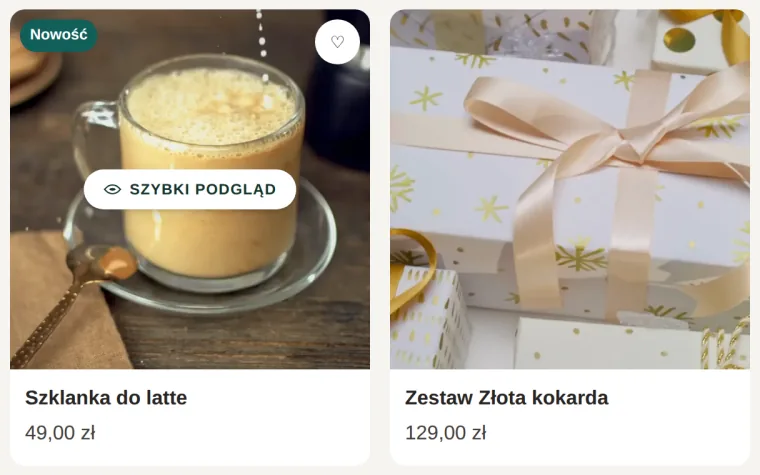 Przycisk układu A na kafelku Szklanka do latte.